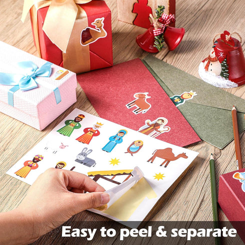 Nativity Stickers for Christmas Party Crafts, 36 Sheets Religious Christian Jesus Birth Stickers for Holiday Education