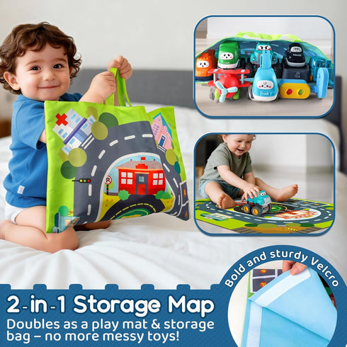 1 12-18 1-2 Trailor|1st 1 2 Big Cartoon Truck Car Toys for Year Old Boy with Playmat/Storage Bag|Baby and Toddler Toys