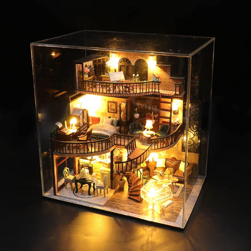 Flever Dollhouse Miniature DIY House Kit, Creative Room with Furniture for Romantic Artwork Gift (Dream Building