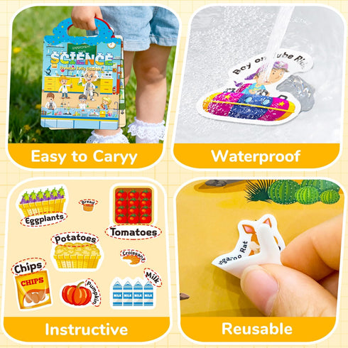 6 Sets 1-3, 2-4, 3 4 5 6 Reusable Sticker Book for Toddlers Jelly Stickers Book for Kids Travel Sticker Activity Toys