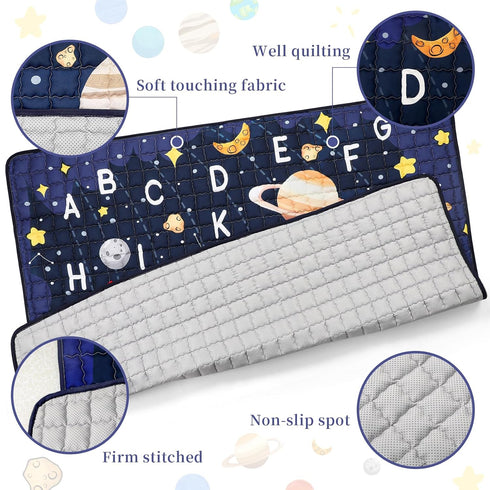 71x59 Baby Play Mat for Floor, GFU Non-Slip Thick One-Piece Infants Playpen Crawling Mat Blue, Foldable and Machine