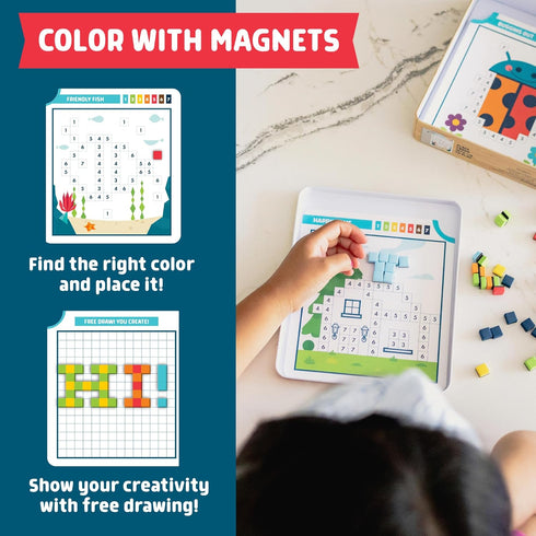 30 4+ Chuckle & Roar Magnetic Puzzle Kit Magnet by Number Edition, Mess-Free Color Matching Activity with Challenges