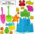 4E's Novelty Beach Toys for Kids with Bag, 17 Pcs Set Castle Beach Bucket with Shovels & Molds for Ages 3-10