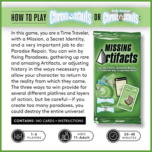 Looney Labs Chrononauts Missing Artifacts: New Expansion Pack for Chrononauts, 18 Playing Cards