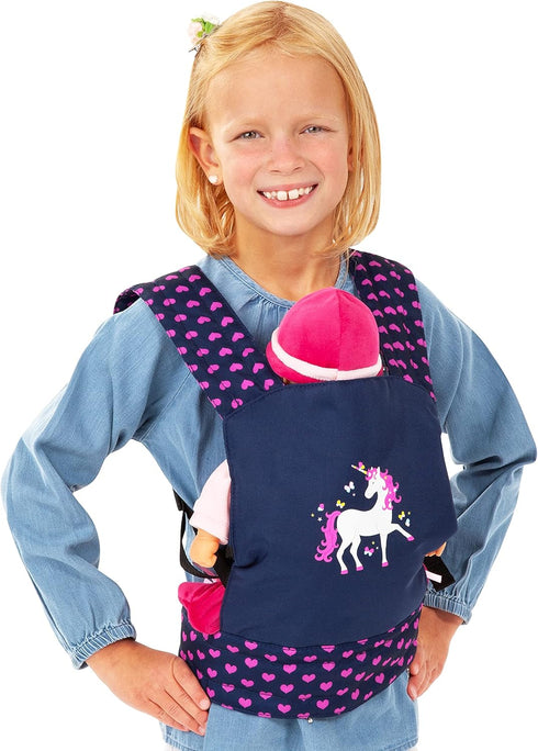 Bayer Deluxe Doll Carrier, Blue with Unicorn Design