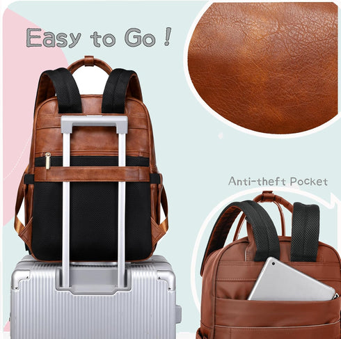 18 Backpack 4 LORADI Pockets Large Diaper Bag with Insulated Pockets and Stroller Clips, Baby Shower Essentials (Brown