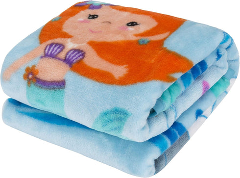 EVERYDAY KIDS Toddler Throw Blanket - 30" x 40" Mermaids Undersea Adventure, Super Soft & Warm