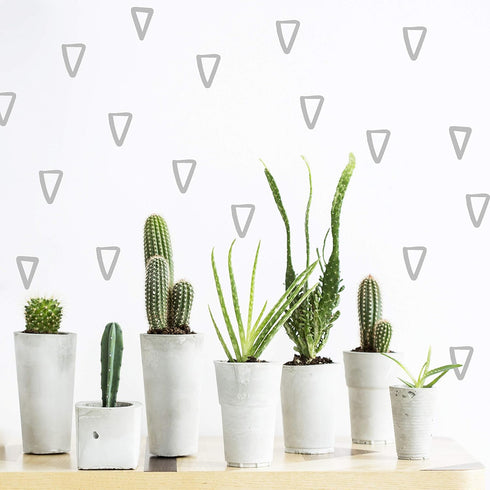 The Boho Design Vieli Arte Grey Transparent Triangles, Hand Drawn Wall Vinyl Sticker Decal for Nursery, 60 pcs