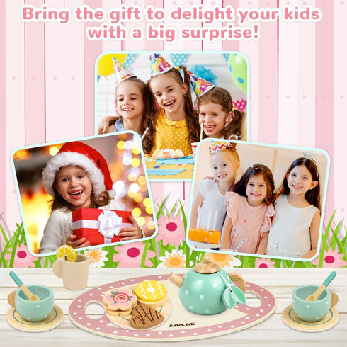 Set 3 4 5 Wooden Tea for Little Girls Play Food Pretend Play Kitchen Accessories for Years Old Girls and Boys Toddler