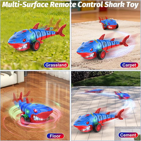 2.4GHz 360 3-6 Laradola Shark RC Toy Car for Kids: Remote Control Vehicle with LED Lights, Spins & All-Terrain Action