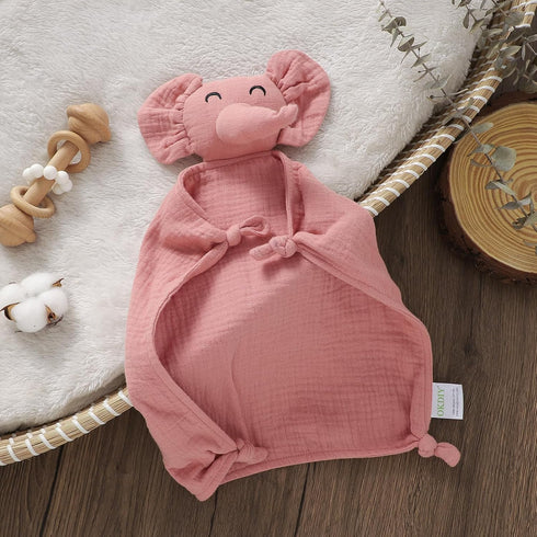 Organic Elephant Lovey, Muslin Security Blankets for Babies, Stuffed Animal Snuggle Toy Gift for Boys and Girls (Pink)