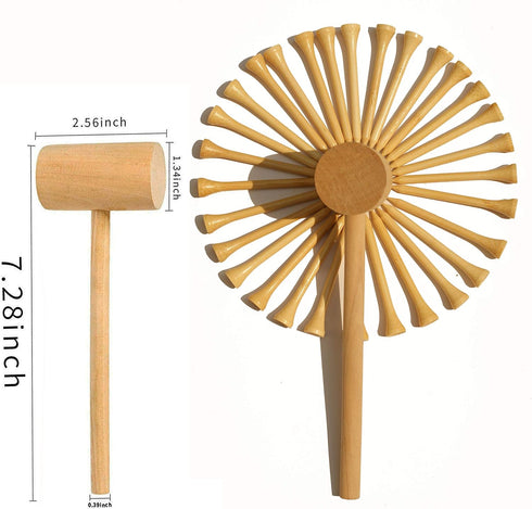 Hammering and Pounding Toys for Kids, 1 Wood Hammer and 30 Bamboo Nails for Fine Motor Skills
