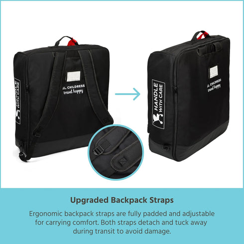 J.L. Childress Compact Travel Stroller Bag for Airplane - Fits Most Compact-Fold Single Baby Strollers, Compatible