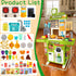 Drmukie Playset 3 4 5 Kids Kitchen Mini Play Kitchen Toy for Toddlers with Stove, Sound & Light Pretend Cooking Toys