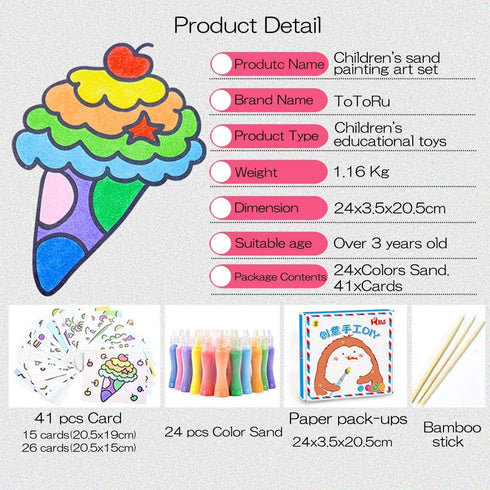 Toptime 24 41 Sand Art Kits for Kids, Bottles Colored Sand Sheets Sand Art Painting Cards, Sand Art Kit Kids' Sand Art