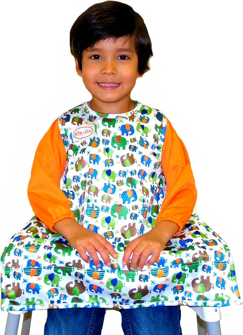 BIB-ON Long Sleeves - Full-Coverage Bib and Apron Combination for Infant, Baby, Toddler Ages 0-4