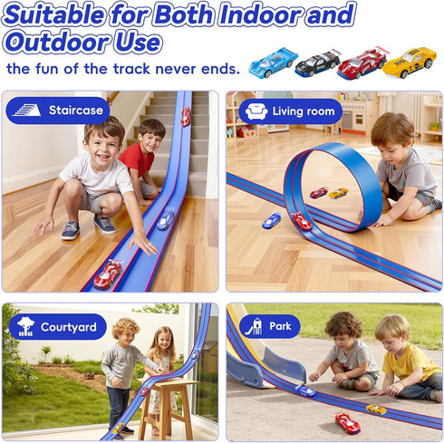 15 4 1/64th 3 4 5 6+ Upgrade Flexible Race Track for Kids, Ft Flex Race Car Ramp Track with Cars & Suction Cups