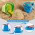 Aimlovs Set 4 Set 3-10(Blue&Green) Collapsible Beach Toys for Kids,Sand Bucket Shovel, Rake, Mesh Bag Molds & Castle