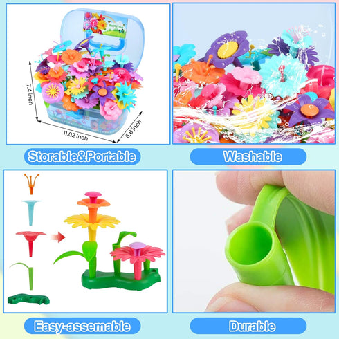 BEMITON Flower Building Toy Set - 148 Pcs Arts and Crafts Kit for Girls, Best Birthday Gifts for Ages 3-7
