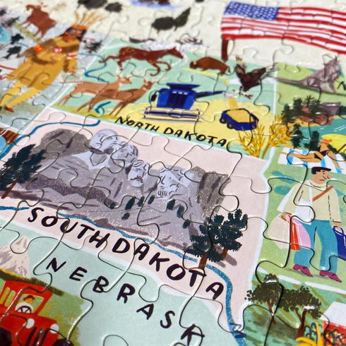 Puzzles for Adults 1000 Pieces - Illustrated US Map Puzzle, 100% Recycled Cardboard USA Jigsaw by bopster