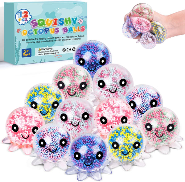 VESPRO 12 Pack Fidget Stress Balls for Adults, Cute Octopus Stress Relief Stress