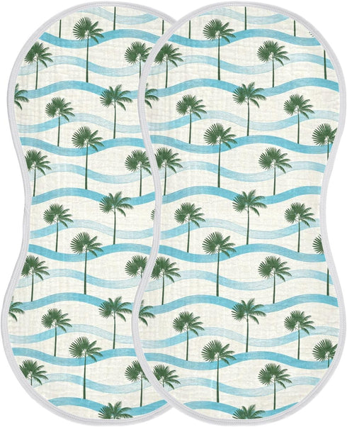 decor gift Summer 4 Pack 22x11in Cotton Muslin Burp Cloths Large Easy Care Beach Palm Tree Feeding Cloth for Babies boy