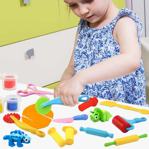 10 Dough Tools Piece Plastic Dough Tools for Kids with Rollers, Rolling Pins, Scissors