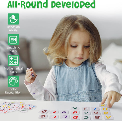Wooden Abacus for Kids Math - Educational Counting Toy with Sticks and Number Alphabet Cards