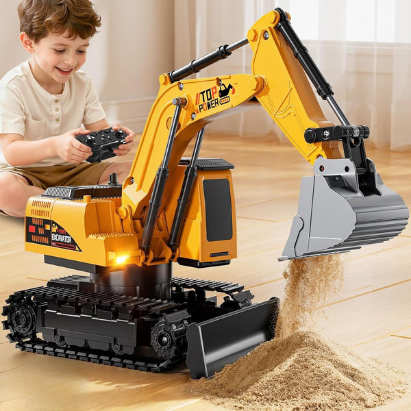 XINNOVEL Remote Control Excavator Toys for Boys Age 6-12, 11CH 2.4Ghz RC Sand
