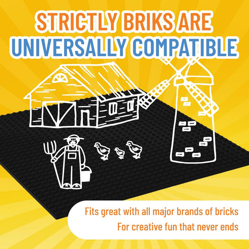 Strictly Briks Large Classic Stackable Baseplates, 10x10 Inches, 1 Piece, 100% Compatible with All Major Brands