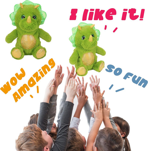 Hopearl Talking Dinosaur Plush Toy, Nodding Electric Interactive Buddy that Repeats What You Say, Green, 8''