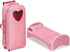 Badger Basket 3-in-1 Doll Trolley Travel Carrier with Rocking Bed and Bedding for 18 inch Dolls - Pink/Polka Dot