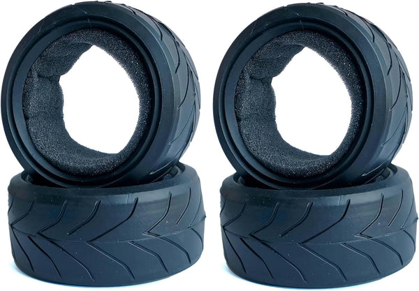RC 1:10 On-Road Racing Car Rubber Tires with Sponge Inside for HSP HPI (4PCS, J)