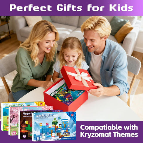 150PCS 3-12, Magnetic Blocks with Light-Up Blocks - Magnetic Blocks for Kids Ages Magic's House Magnetic Building