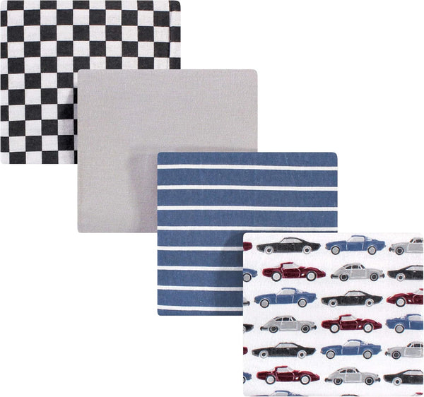 Hudson Baby Unisex Baby Cotton Flannel Receiving Blankets, Vintage Cars, One Size by Hudson Baby