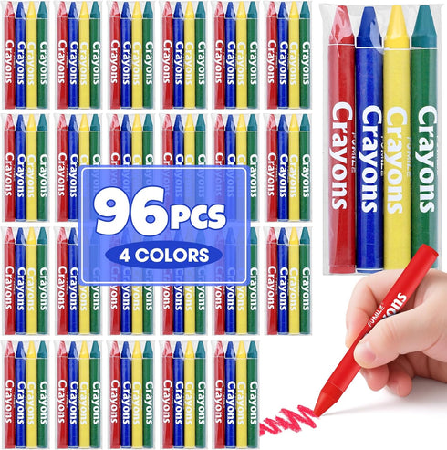 FUMILE 24 Sets of 4 Colors Crayons (96 Count), Crayons Bulk Individual