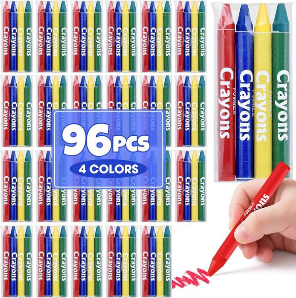 FUMILE 24 Sets of 4 Colors Crayons (96 Count), Crayons Bulk Individual
