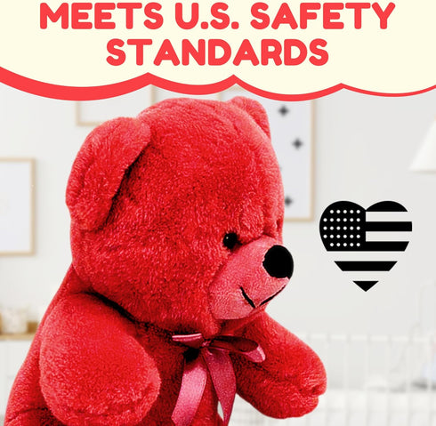 Grandma Smiley's Plush Best Friends Red Teddy Bear Stuffed Animal, 9-inch Hypoallergenic for Christmas, Baby Shower