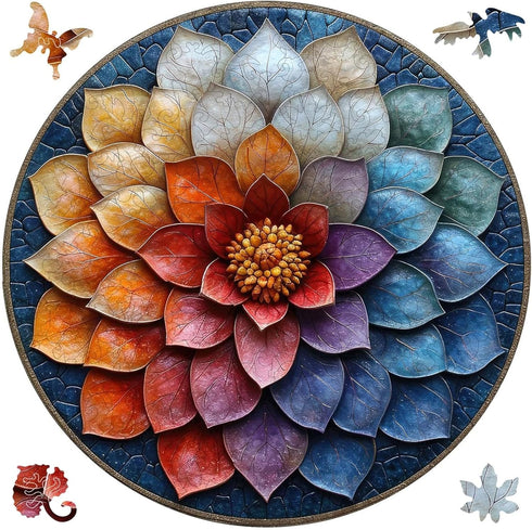 Qiuenisray Wooden Puzzles for Adults 500 Pieces, Mandala Flower Jigsaw Puzzles, Beautiful