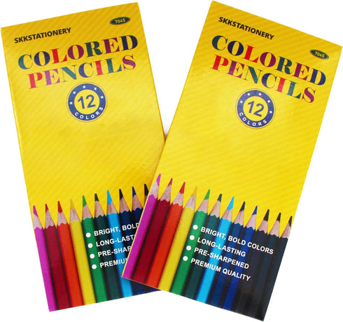 SKKSTATIONERY 144Pcs 12 12pcs/box, 144Pcs. Colored Pencils, Pre-sharpened, coloring pencils Bulk Back to School