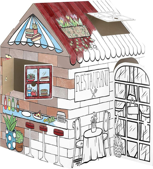 Bankers Box at Play Color in Treats N' Eats Playhouse, Cardboard Playhouse and Life Size Craft Activity for Kids and