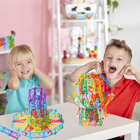 RAINBOW TOYFROG Snap-N-Twist Building Blocks - 270 Piece Set of Flexible Interlocking STEM Toys for 5 to 12