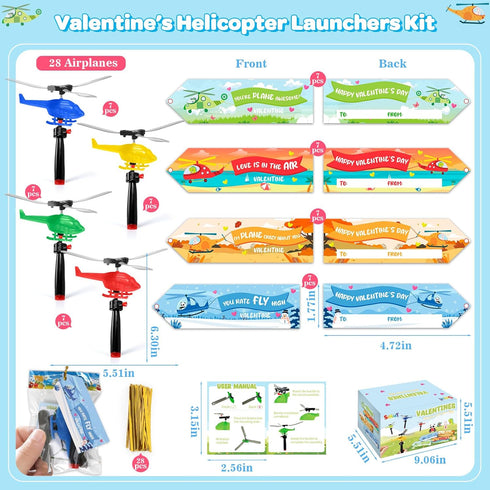 SANANT 28 Pack Valentines Day Gifts For Kids, Airplane Launcher Toys with Cards for Kids Classroom Exchange, Valentines