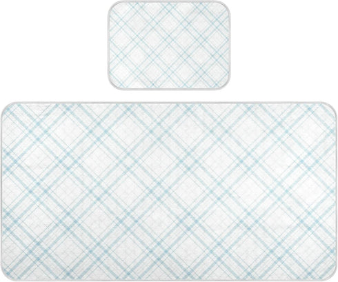 SyXIOP Blue and White Checkered Pattern Cooling Baby Fitted Crib Mattress 28" x