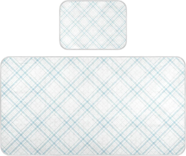 SyXIOP Blue and White Checkered Pattern Cooling Baby Fitted Crib Mattress 28" x