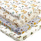 FIGEPO 4 Pack Safari Jungle Animals Neutral Unisex Fitted Nursery Baby Sheets Set