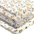 FIGEPO 4 Pack Safari Jungle Animals Neutral Unisex Fitted Nursery Baby Sheets Set