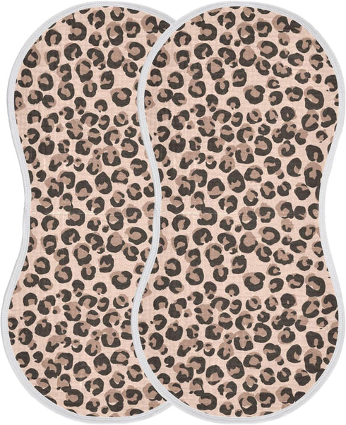 Mazeann 4 Pack Leopard Cheetah Print Burp Cloths Baby Boys Girls Absorbent Soft Cotton Burping Cloths Rags