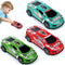 7 Inch Friction Power Car Toys Set - Push and Go Pull Back Trucks Wind Up Race Car 3 Pack for Toddlers