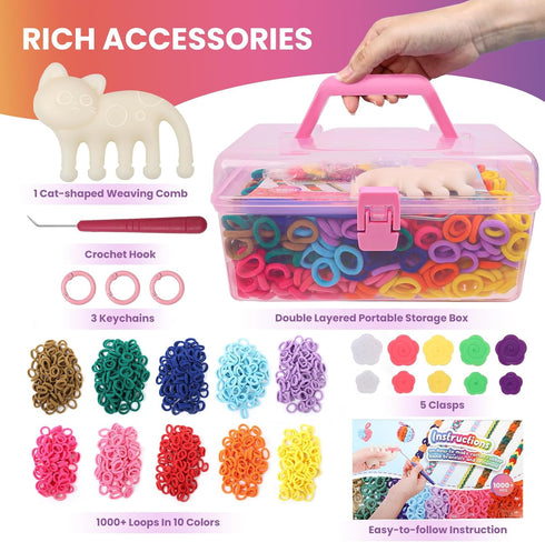 6-12 -1000+ 7 8-12 DDAI Bracelet Making Kit for Girls Ages Arts and Crafts for Kids Weaving Loom Bracelets Kits